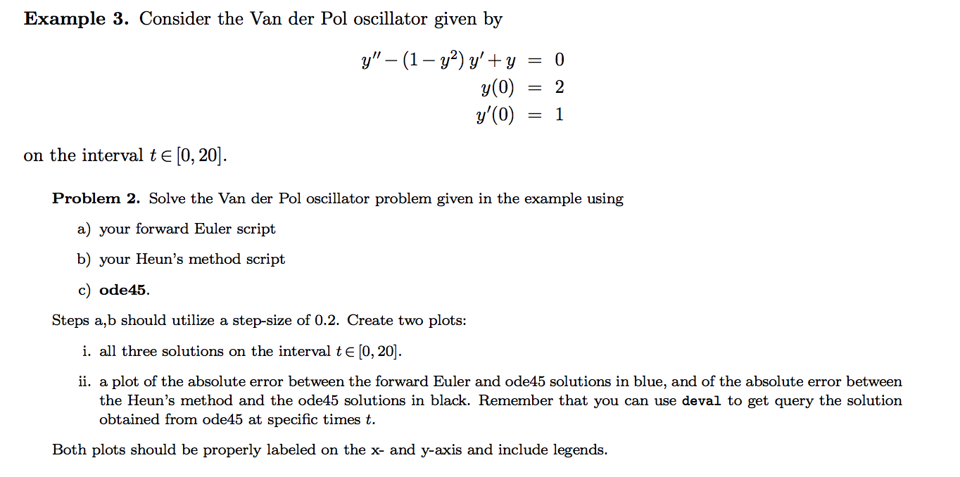 Example 3. Consider the Van der Pol oscillator given | Chegg.com