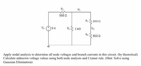 Solved R w 5000 R, 2000 Vs 5v R 1 ko V R4000 Apply nodal | Chegg.com