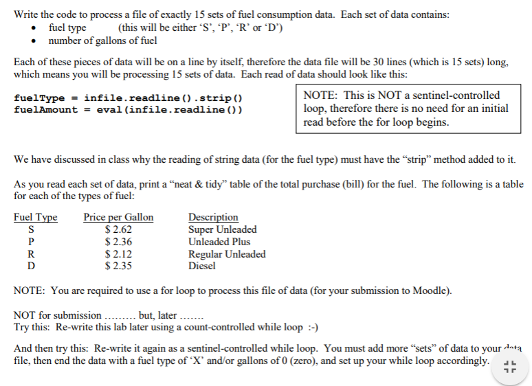 (Solved) Write Code Process File Exactly 15 Sets Fuel Consumption