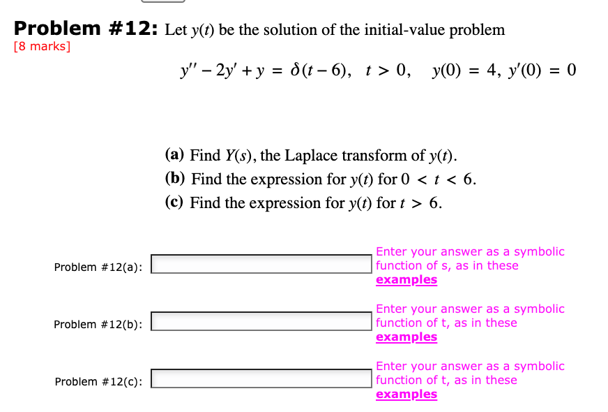 Solved Problem #12: Let y(t) be the solution of the | Chegg.com