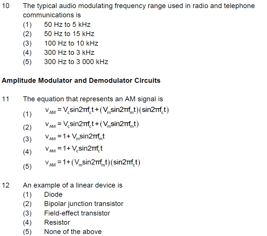Solved 10 The typical audio modulating frequency range used