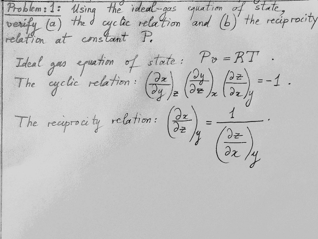 Solved Problem: 1: Using The Ideal Gas Equation Of State. | Chegg.com