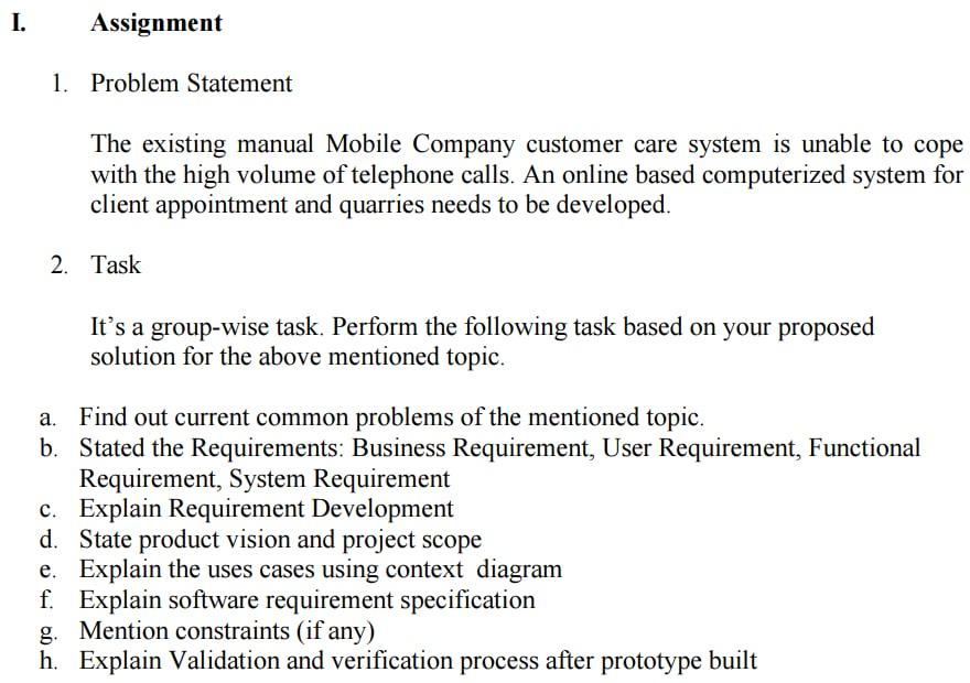 Solved I. Assignment 1. Problem Statement The existing | Chegg.com