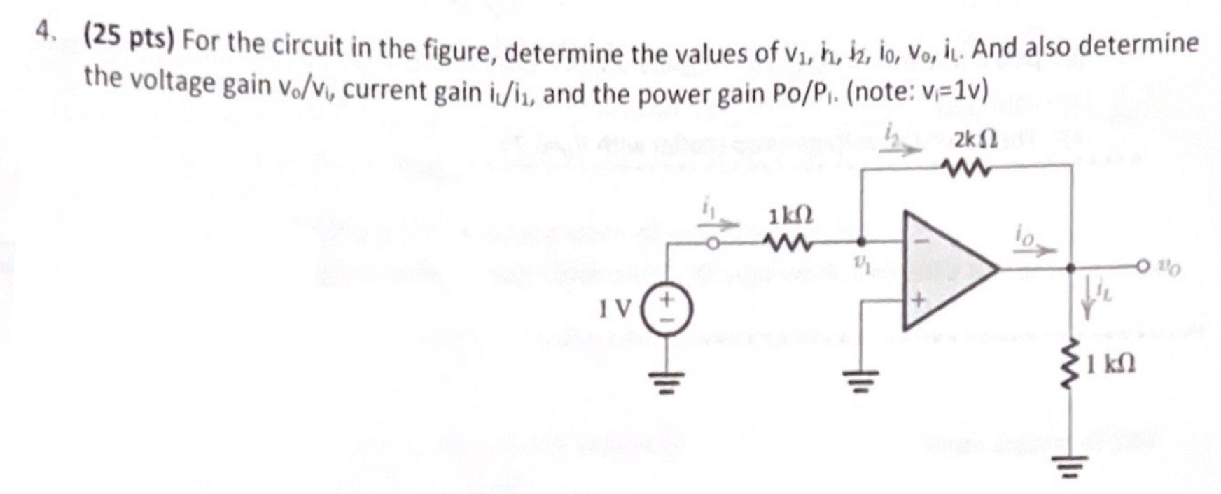Solved 4. (25 pts ) For the circuit in the figure, determine | Chegg.com