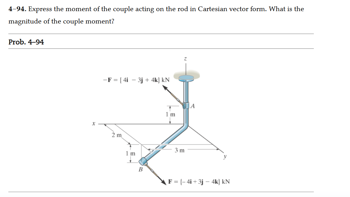 Solved 4-94. Express the moment of the couple acting on the | Chegg.com