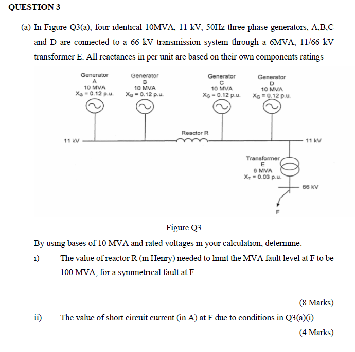 Solved QUESTION 3 (a) In Figure Q3(a), Four Identical 10MVA, | Chegg.com