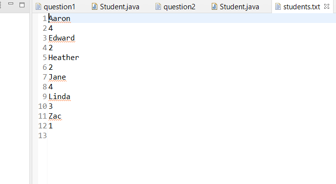 Solved U Student.java question2 J Student.java students.txt | Chegg.com
