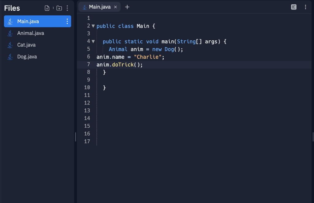 Solved FilesV public class Animal \{ String name; public | Chegg.com