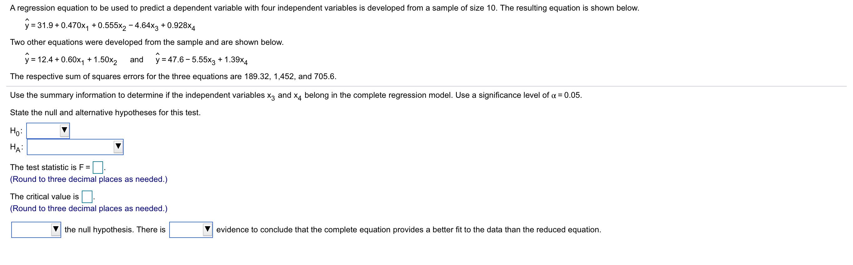 Solved A regression equation to be used to predict a | Chegg.com