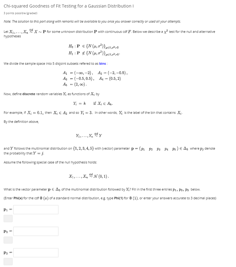 Solved Chi-squared Goodness of Fit Testing for a Gaussian | Chegg.com