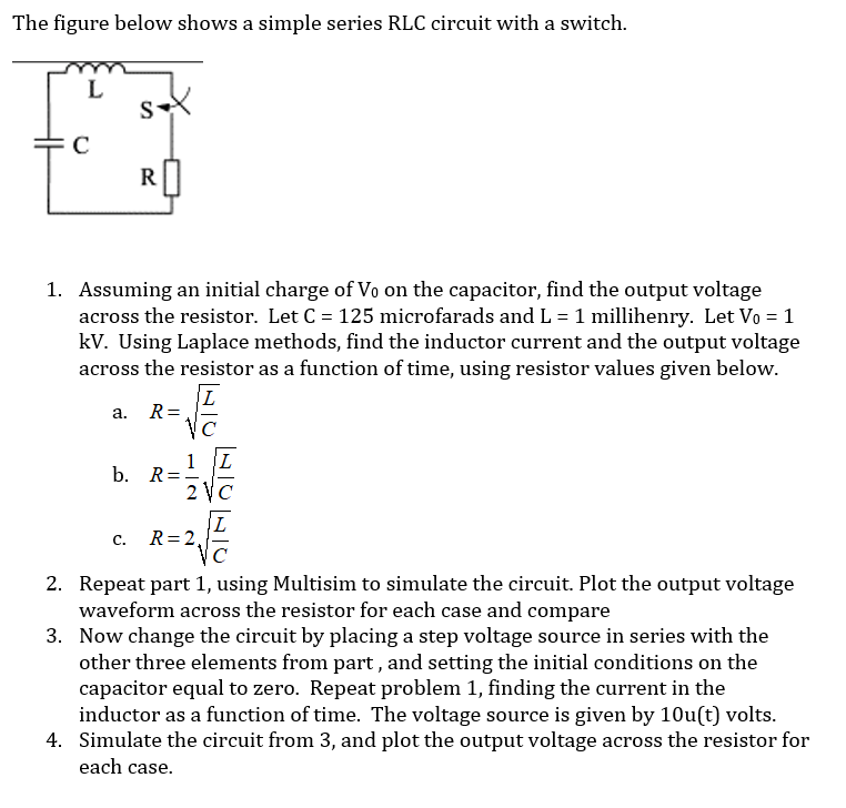 Solved The Figure Below Shows A Simple Series RLC Circuit | Chegg.com