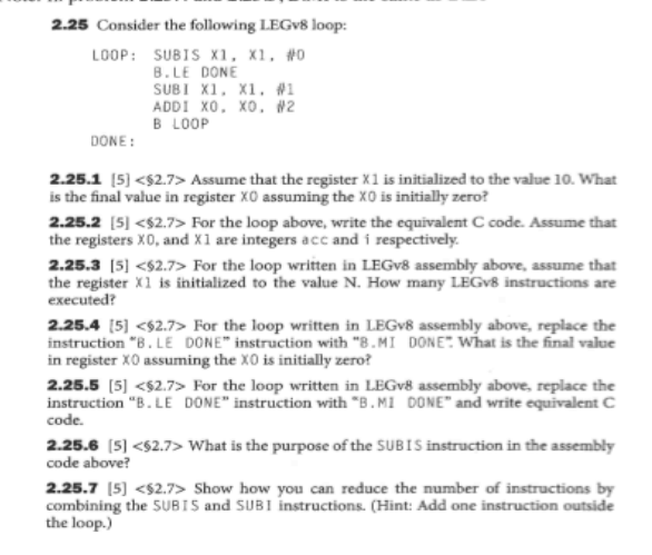 Solved 2.25.3 with 5 instructions inside the loop 2.25.7 | Chegg.com