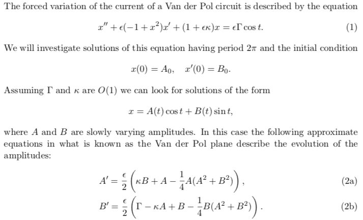 The forced variation of the current of a Van der Pol | Chegg.com