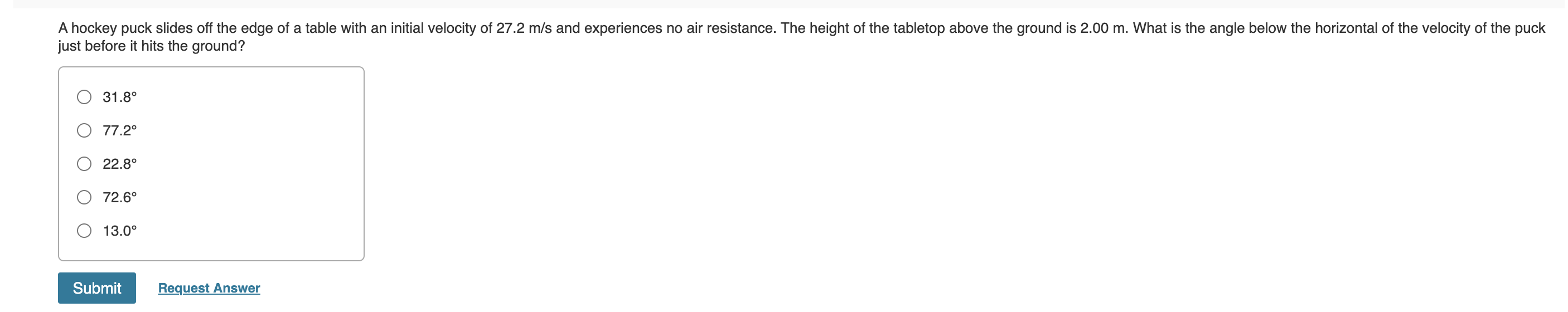 Solved A hockey puck slides off the edge of a table with an