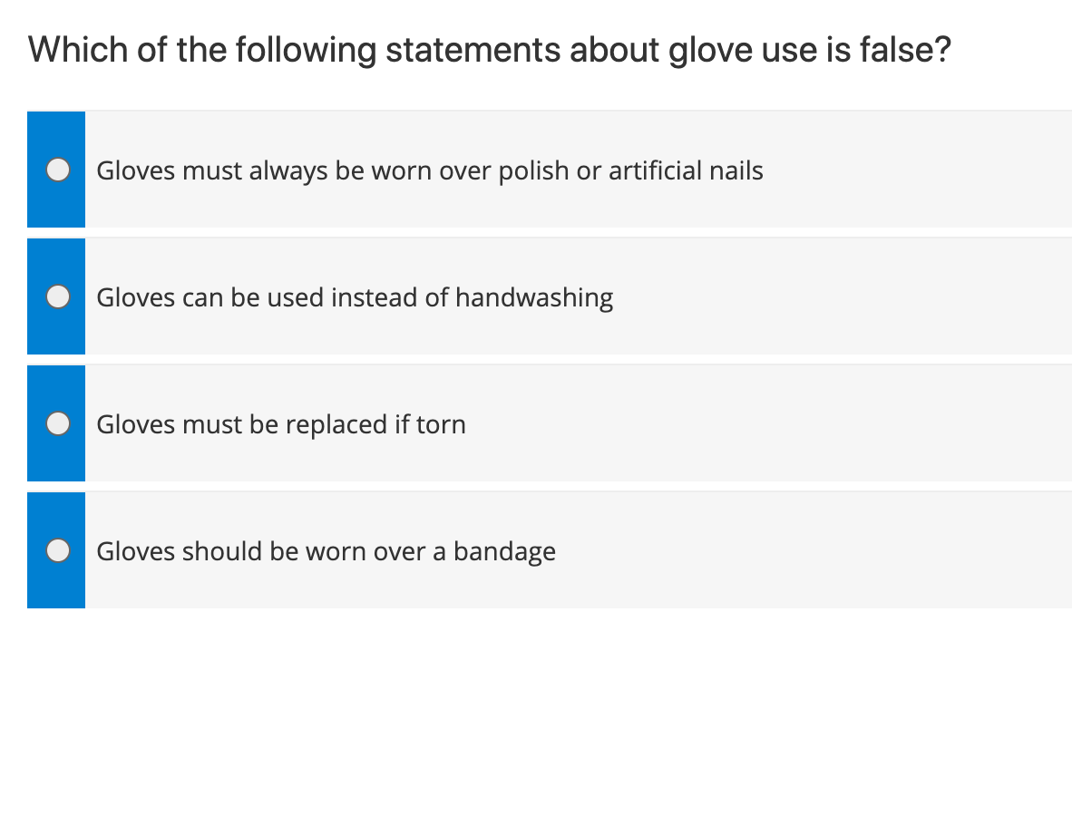 Solved Which of the following statements about glove use is | Chegg.com