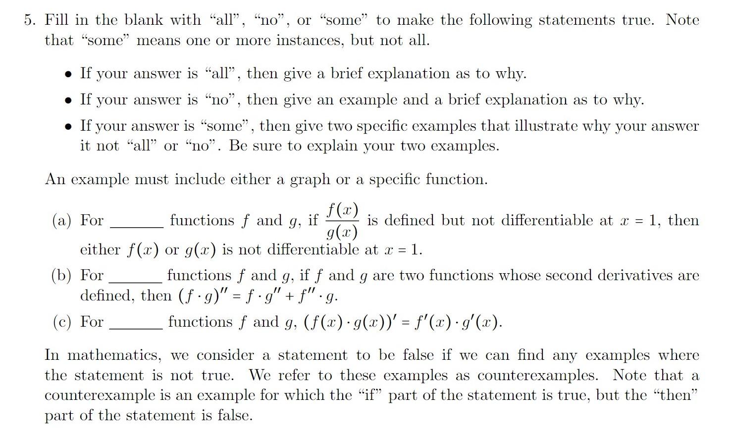 Solved 5. Fill In The Blank With “all”, “no”, Or “some” To | Chegg.com