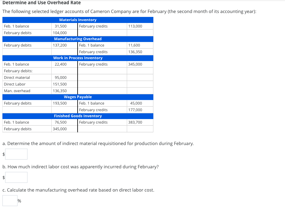 Solved Determine and Use Overhead Rate The following