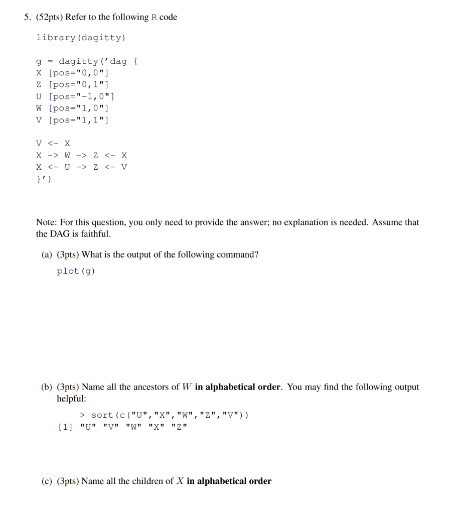5 52pts Refer To The Following R Code Library Chegg Com