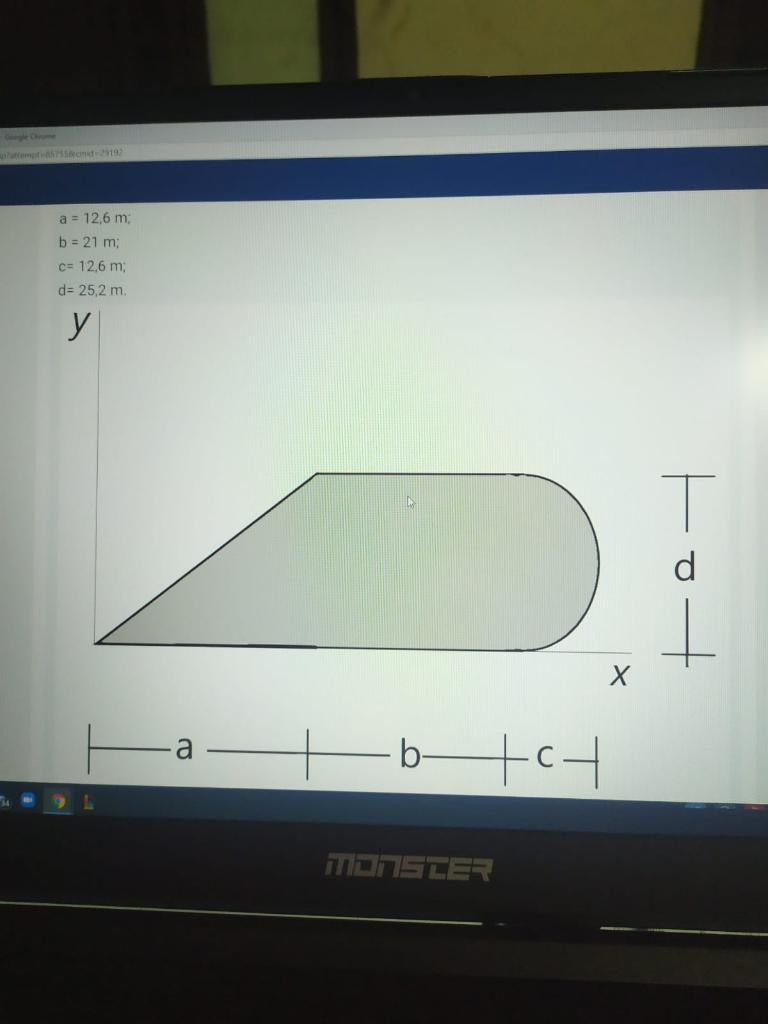 Solved a = 12,6 m; b = 21 m c= 12,6 m d=25,2 m у T d I | Chegg.com