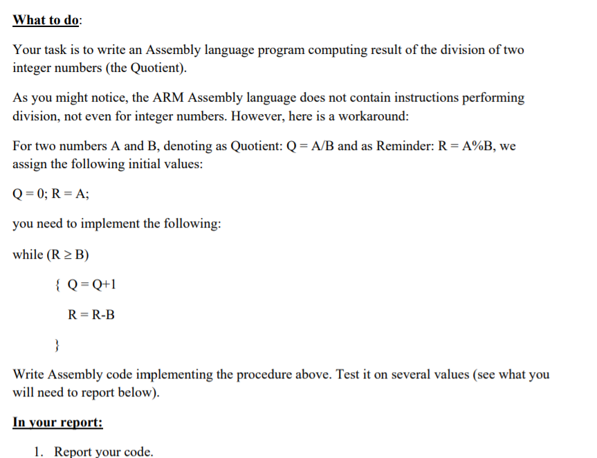 Solved What to do: Your task is to write an Assembly | Chegg.com