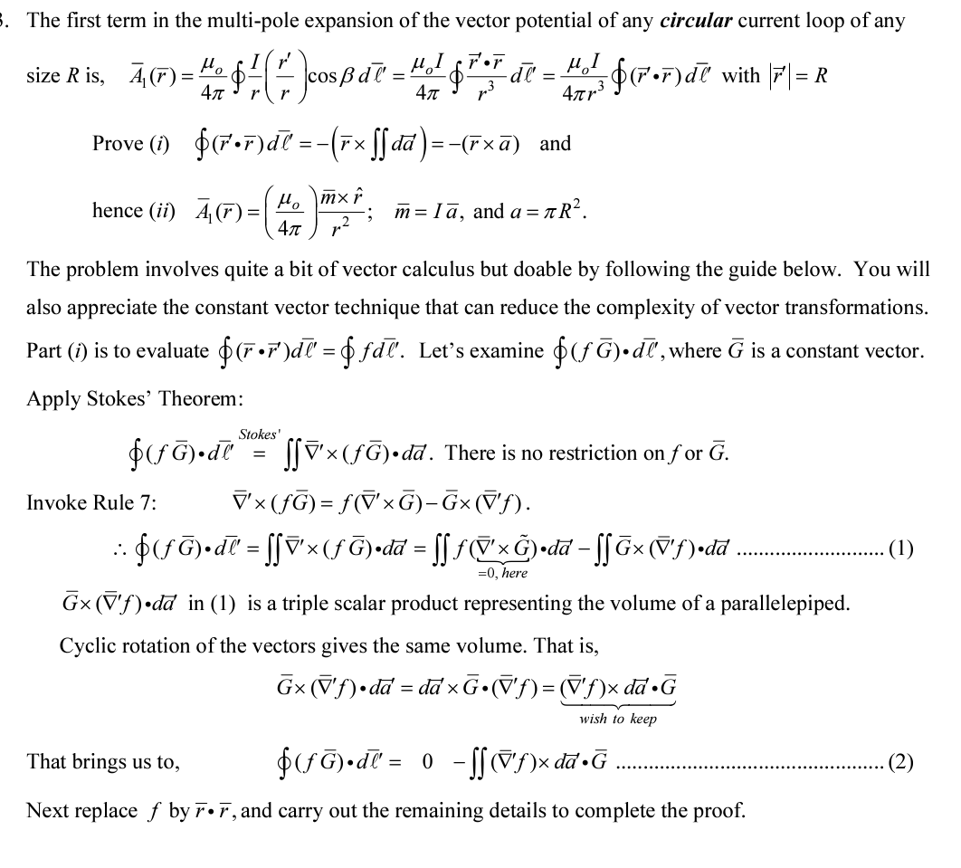 Solved The first term in the multi-pole expansion of the | Chegg.com