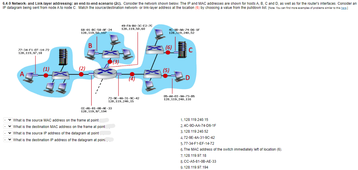 Solved What is the source MAC address on the frame at point | Chegg.com