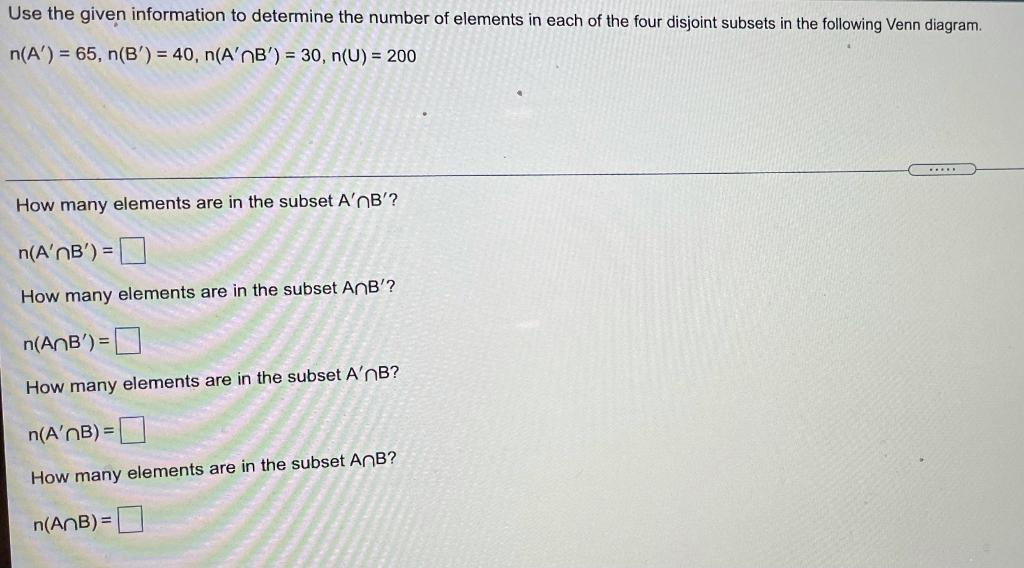 Solved Use the given information to determine the number of | Chegg.com