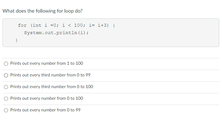 Solved What does the following for loop do? for (int i =0; i | Chegg.com