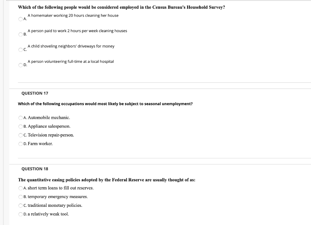 Solved Which Of The Following People Would Be Considered Chegg