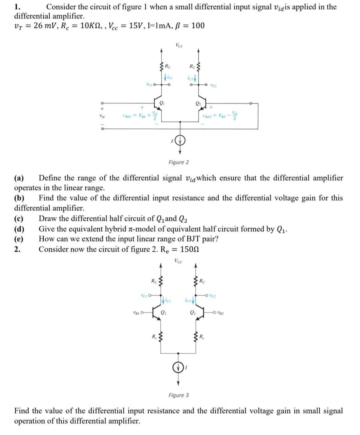 Solved Consider the circuit of ﻿figure 1 ﻿when a small | Chegg.com
