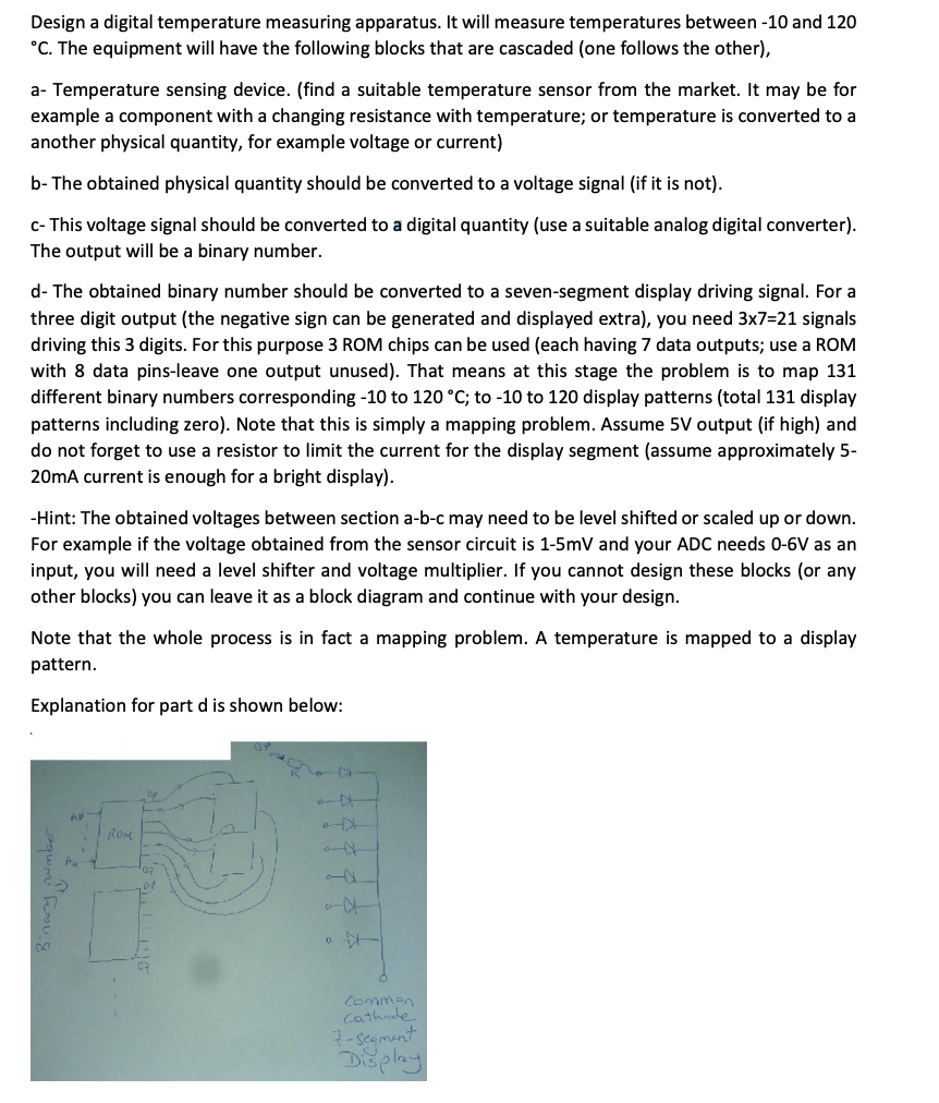 Solved Design a digital temperature measuring apparatus. It | Chegg.com