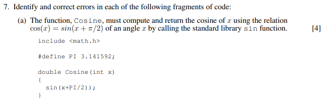 Solved 7. Identify and correct errors in each of the | Chegg.com