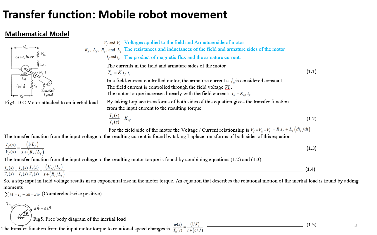 Solved Transfer function: Mobile robot movement armature | Chegg.com