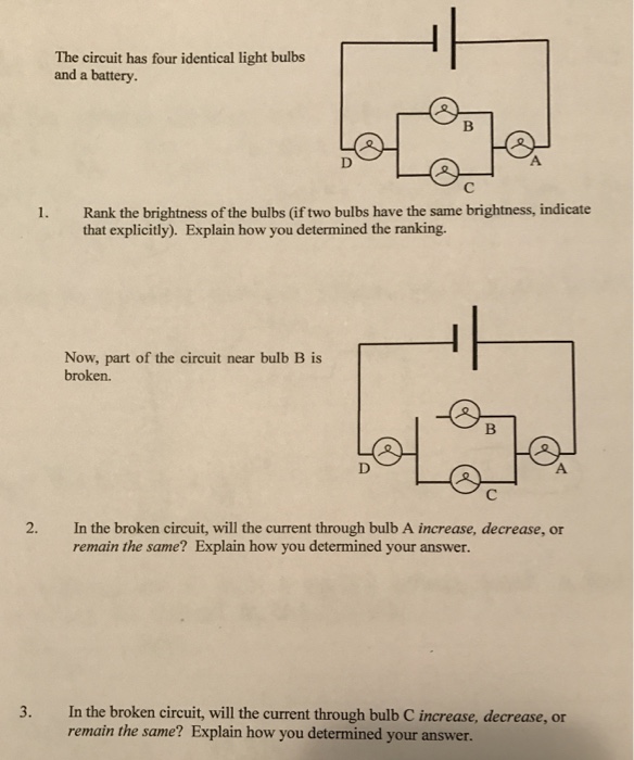 Solved The Circuit Has Four Identical Light Bulbs And A | Chegg.com