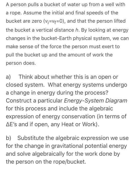 Solved A person pulls a bucket of water up from a well with