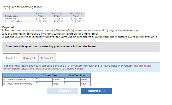 Solved Key figures for Samsung follow. Required: 1. For the | Chegg.com