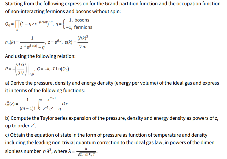 Solved Starting from the following expression for the Grand | Chegg.com