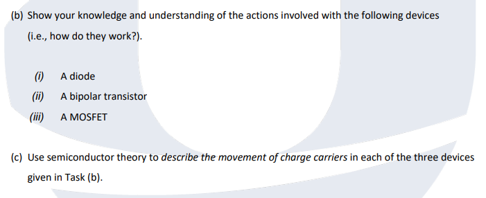 Solved (b) Show Your Knowledge And Understanding Of The | Chegg.com