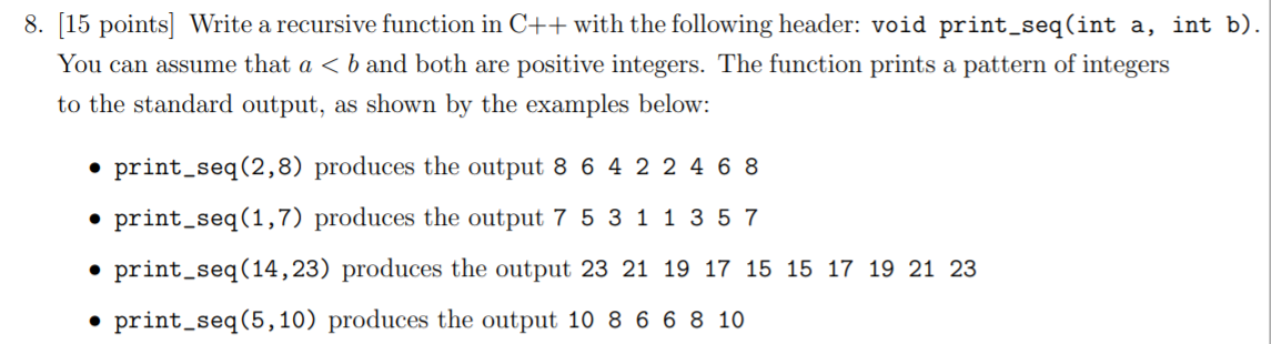 Solved 8 15 Points Write A Recursive Function In C With Chegg