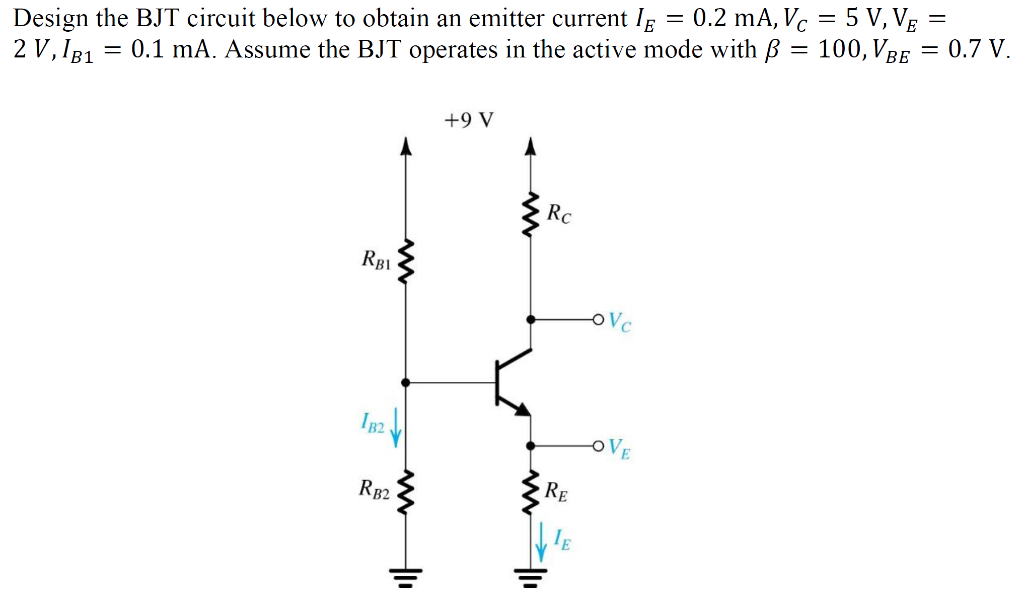 Solved Design the BJT circuit below to obtain an emitter | Chegg.com