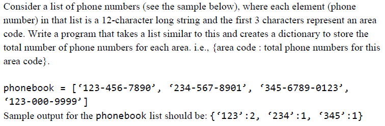 Solved Consider a list of phone numbers (see the sample | Chegg.com
