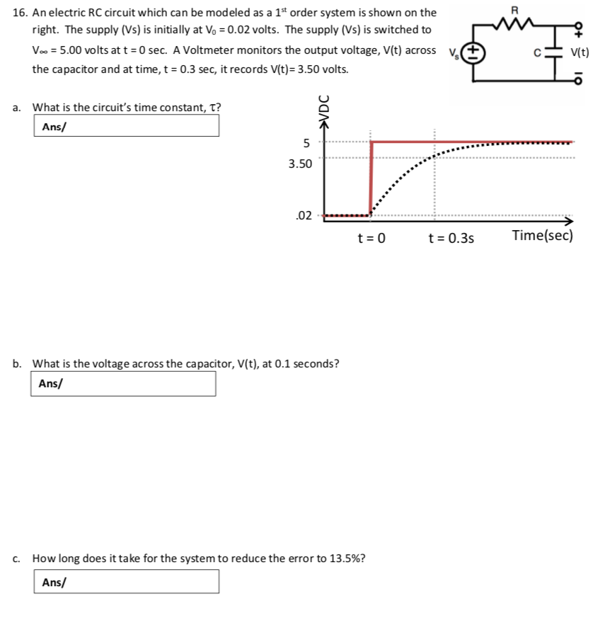 Solved: 16. An Electric RC Circuit Which Can Be Modeled As... | Chegg.com