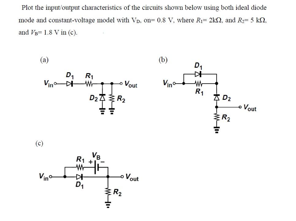 Solved Plot the input/output characteristics of the circuits | Chegg.com