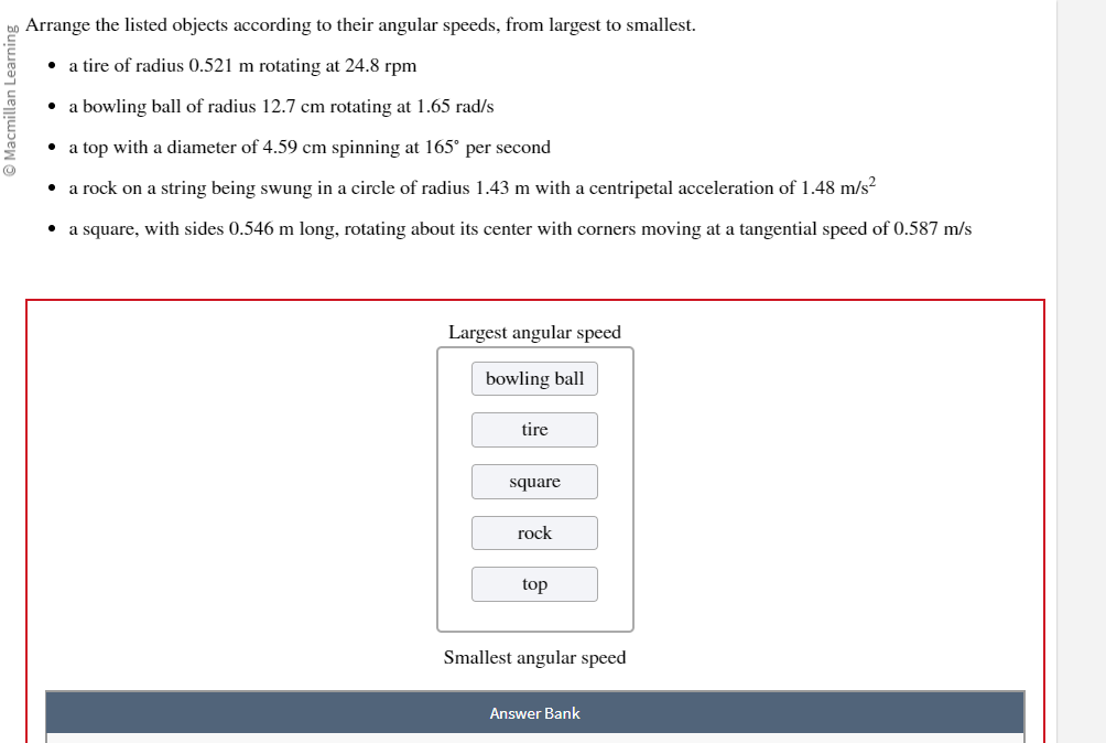 Arrange the listed objects according to their angular | Chegg.com