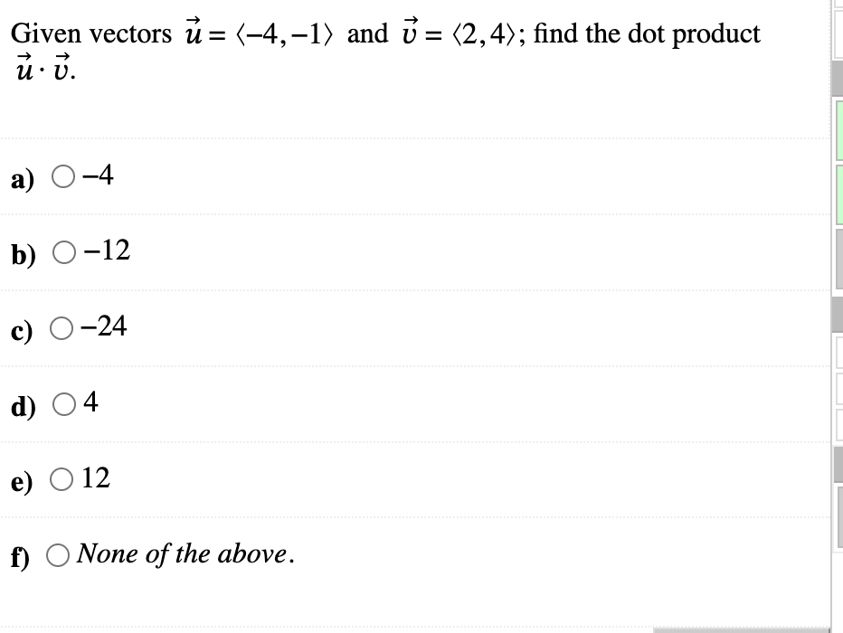 Solved Given Vectors 𝑢⃗ = −4,−1 And 𝑣⃗ = 2,4 ; Find The | Chegg.com