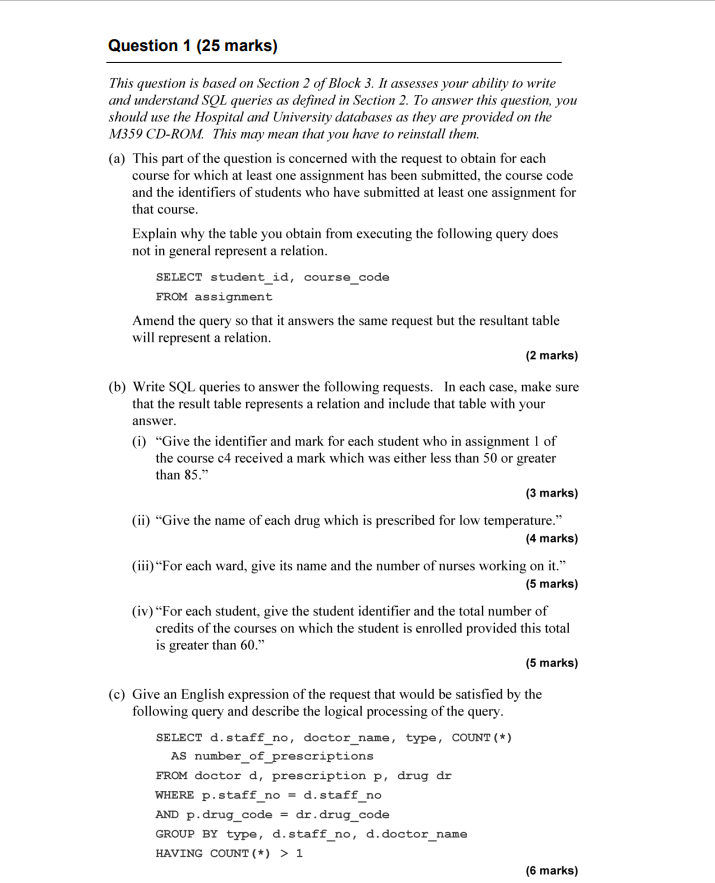 Solved Question 1 (25 marks) This question is based on | Chegg.com