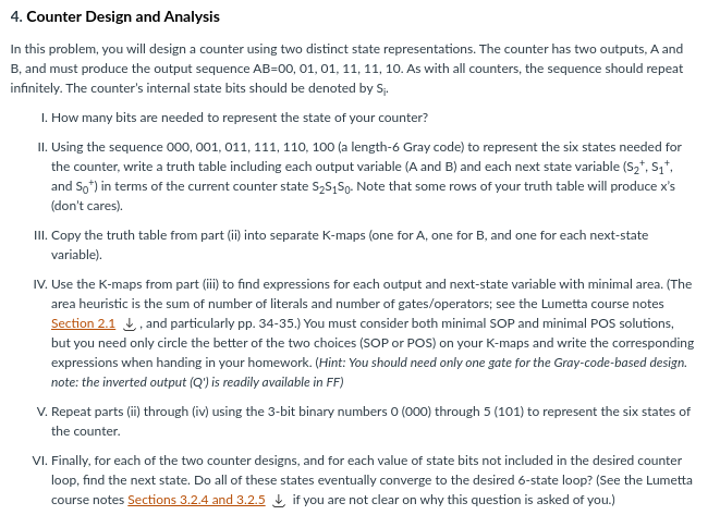 4. Counter Design and Analysis In this problem, you | Chegg.com