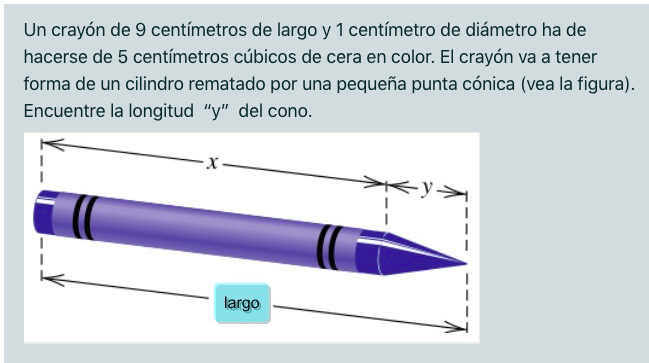 Verdikken uitlaat Omleiding Solved A crayon 9 centimeters long and 1 centimeter in | Chegg.com