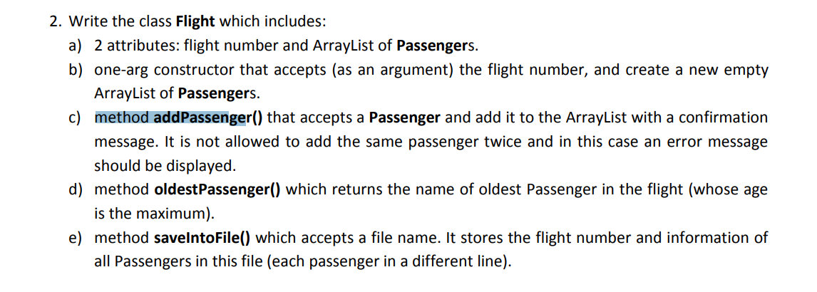 Solved 2. Write the class Flight which includes: a) 2 | Chegg.com