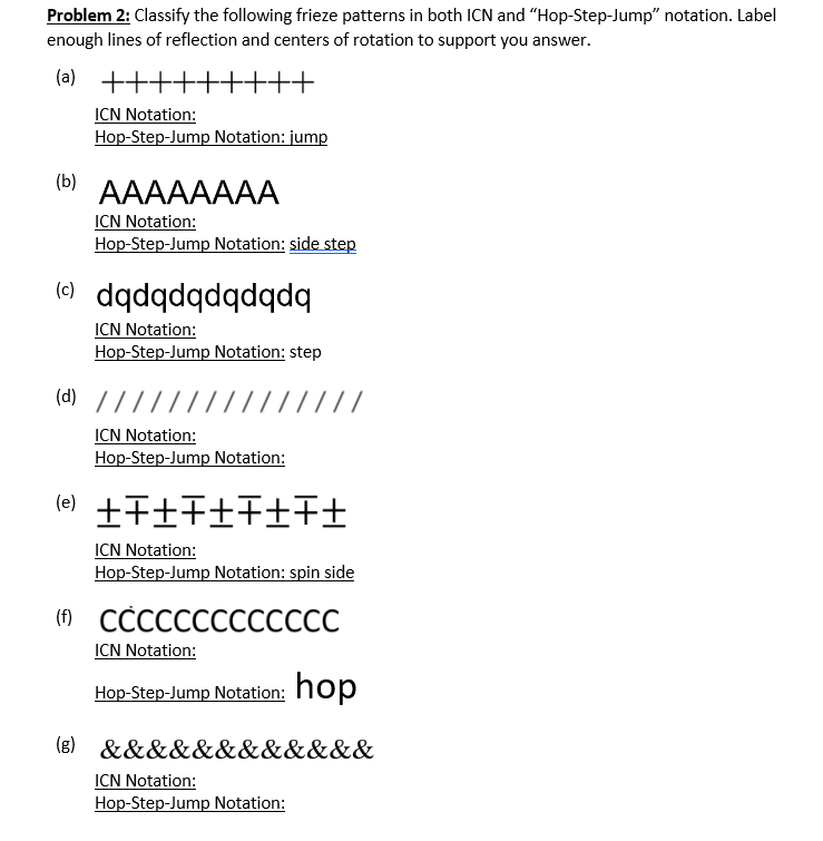 Problem 2: Classify The Following Frieze Patterns In | Chegg.com